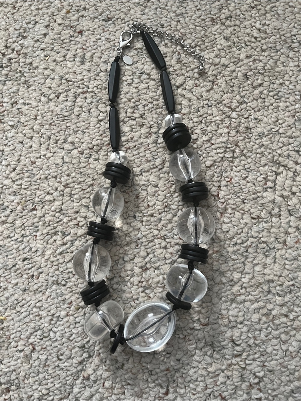 Chico's Black and Clear Beaded Statement Necklace